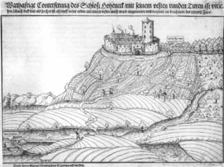 Holschnitt der Burg Hoheneck